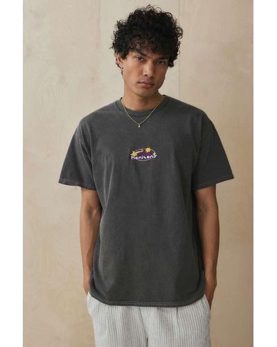 Urban Outfitters Uo Washed Black Horizons Embroidered T-shirt