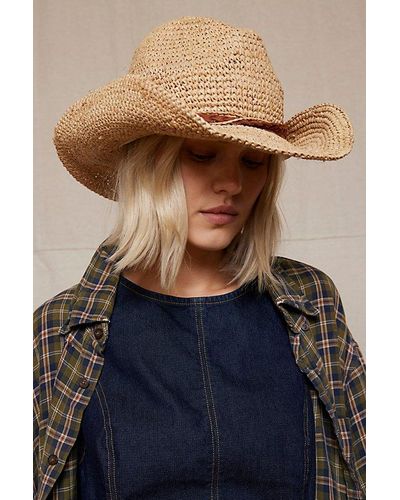Urban Outfitters Millie Woven Raffia Cowboy Hat - Brown