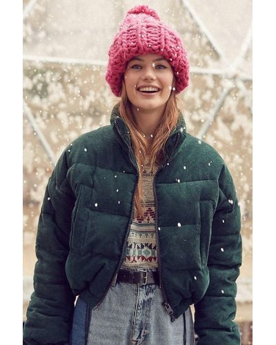Urban Outfitters Uo Corduroy Puffer Jacket - Green
