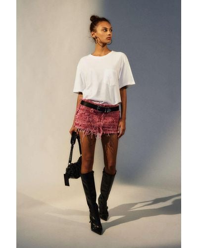 Jaded London Sinner Denim Mini Skirt In Pink,at Urban Outfitters