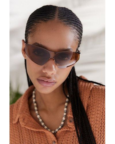 Urban Outfitters Raven Metal Shield Sunglasses - Brown