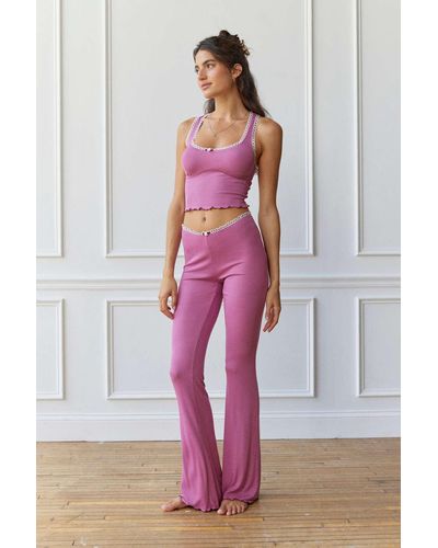 Out From Under Sweet Dreams Lace-trim Lounge Pants In Pink,at Urban Outfitters