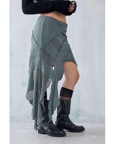 Urban Outfitters Uo Asymmetrical Spliced Textured Mini Skirt - Blue