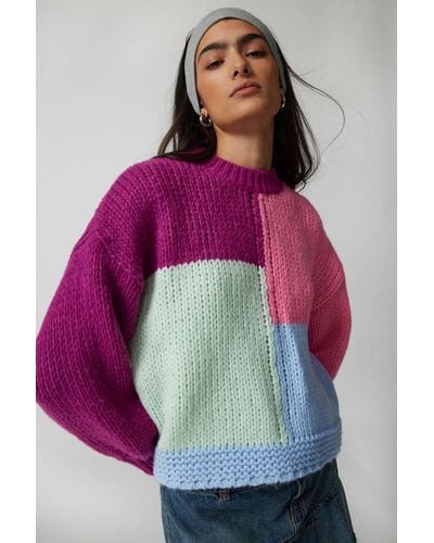 MINKPINK Pippa Patchwork Sweater In Blush,at Urban Outfitters - Purple