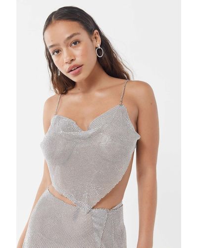 Urban Outfitters Uo That's Hot Sparkly Handkerchief Top - Metallic