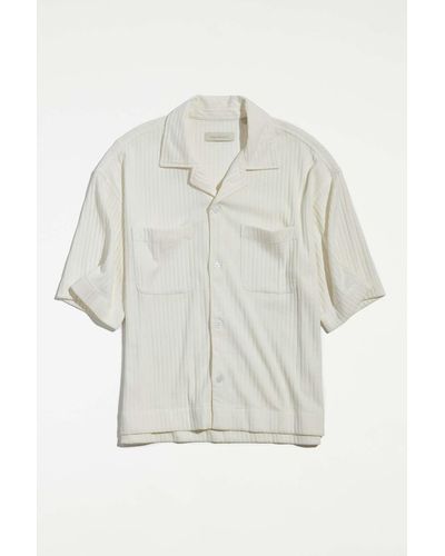 Standard Cloth Logan Ribbed Cropped Shirt Top In Ivory,at Urban Outfitters - White