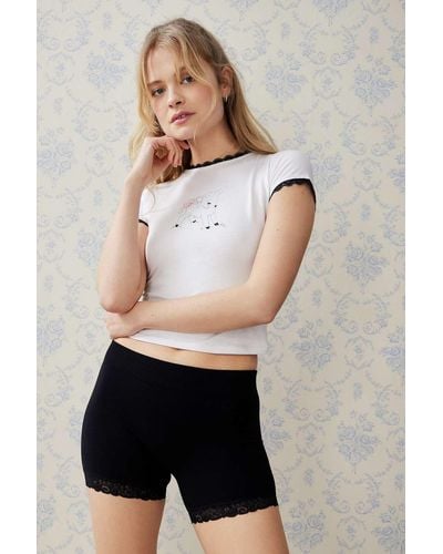 Out From Under Lace Cycling Shorts - White