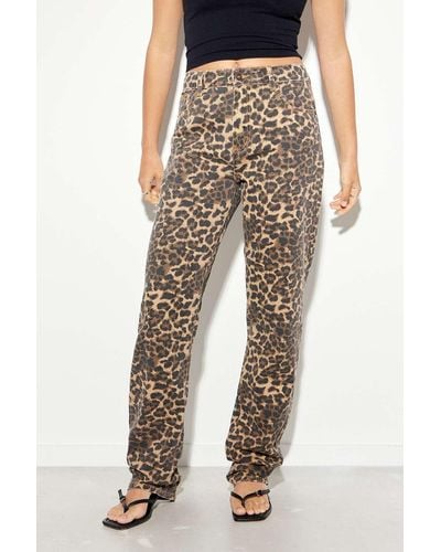 Lioness Carmela Leopard Print Jeans Xs At Urban Outfitters - Multicolour