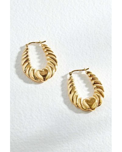 SEOL + GOLD Seol + Gold Chunky Heart Croissant Hoop Earrings - Metallic
