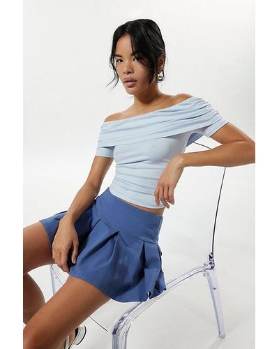 Silence + Noise Payne Off-The-Shoulder Top - Blue