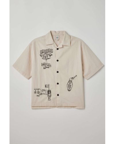 BDG Charlie Motel Embroidered Shirt Top In Ivory,at Urban Outfitters - Natural