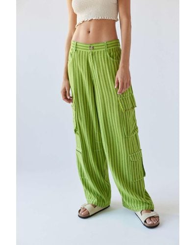 Urban Outfitters Uo Linen Cargo Pant - Green