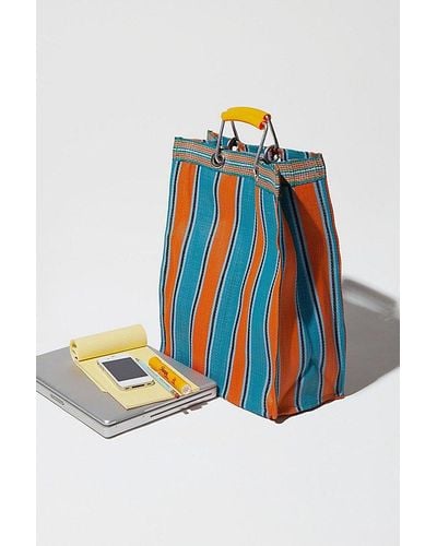 Puebco Tall Recycled Plastic Stripe Bag - Blue