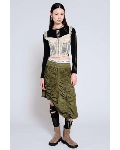 Urban Outfitters Uo Callix Ruched Cargo Midi Skirt - Green