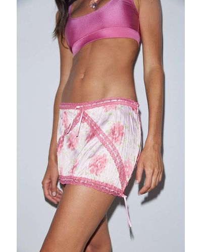Frankie's Bikinis X Sydney Sweeney Serafina Satin Floral Mini Skirt - Pink