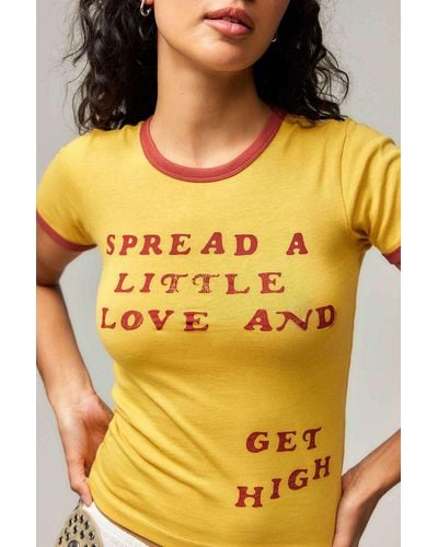 Urban Outfitters Uo Get High Lenny Kravitz Baby T-shirt - Yellow
