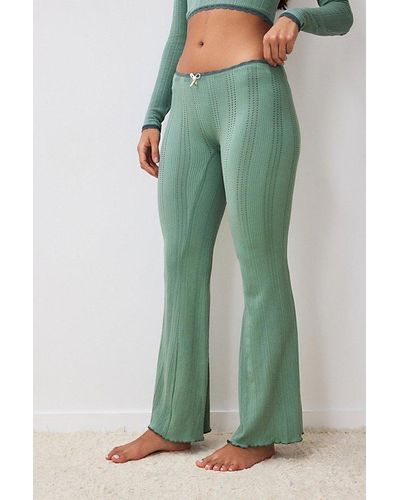 Out From Under Peggy Pointelle Flare Lounge Pant - Green