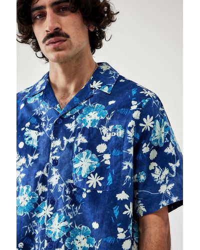 BDG Doodle Embroidered Linen Shirt Top in Natural for Men