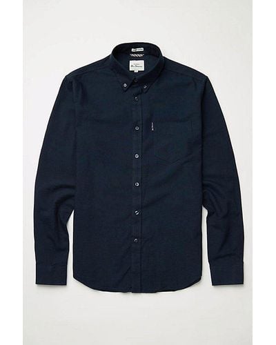 Ben Sherman Signature Organic Cotton Oxford Button-Down Shirt Top - Blue