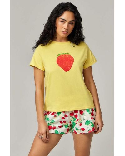 Motel Saki Strawberry T-shirt - Yellow