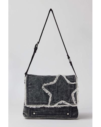 BDG Star Canvas Messenger Bag In Black,at Urban Outfitters