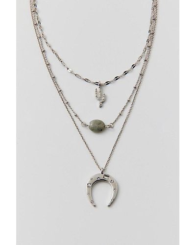 Urban Outfitters Icon Layered Necklace - Gray