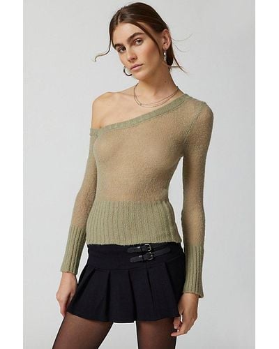 Urban Outfitters Uo Danielle Asymmetric Off-The Shoulder Sweater - Natural