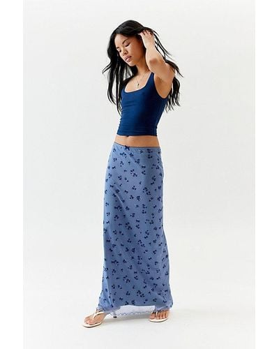 Urban Outfitters Uo Camilla Mesh Maxi Skirt - Blue