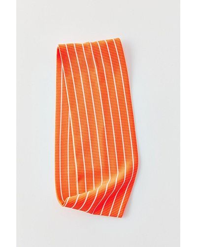 Urban Outfitters Striped Wide Soft Headband - Orange