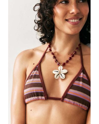 Urban Outfitters Uo Striped Seamless Triangle Bikini Top - Brown