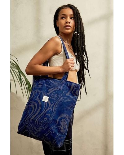 Urban Outfitters Uo Marble Corduroy Tote Bag - Blue
