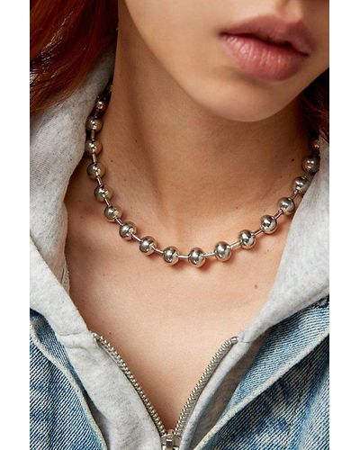 Urban Outfitters Classic Ball Chain Necklace - Natural