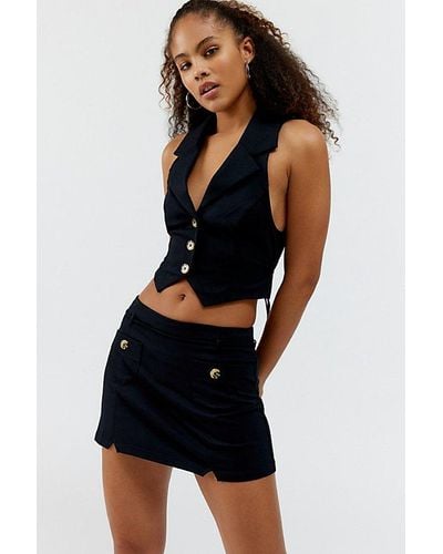 Urban Outfitters Uo Davis Vest Top & Mini Skirt Set - Black