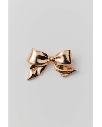 Urban Outfitters Metal Bow Brooch Pin - Metallic