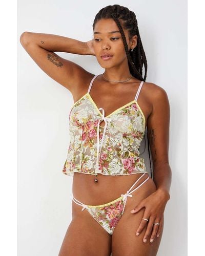 Out From Under Mindy Floral Lace Thong - Brown