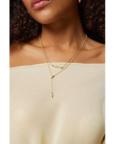Urban Outfitters Delicate Rhinestone Layering Necklace Set - Natural