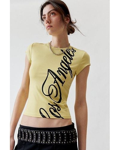 Urban Outfitters Los Angeles Destination Baby Tee - Natural