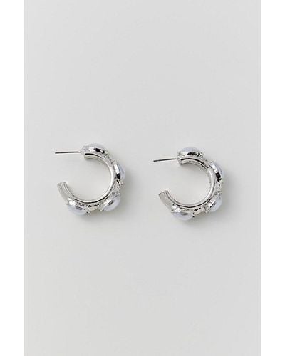 Urban Outfitters Statement Pearl Hoop Earring - Blue