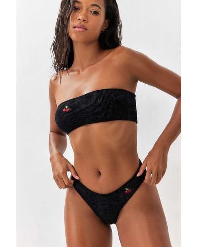 Urban Outfitters Uo Seamless Cherry Bikini Bottoms - Black