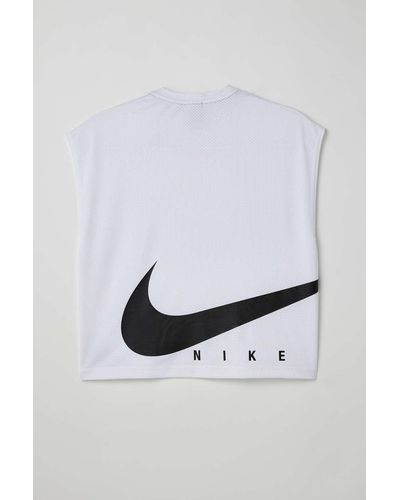 Nike Big Swoosh Cropped Tee In White,at Urban Outfitters