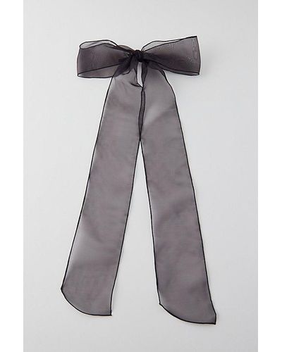 Urban Outfitters Statement Sheer Long Hair Bow Barrette - Gray