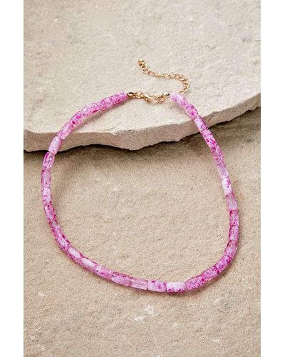 Urban Outfitters Square Bead Choker - Pink