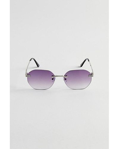 Urban Outfitters Jasper Rimless Hex Sunglasses - Purple