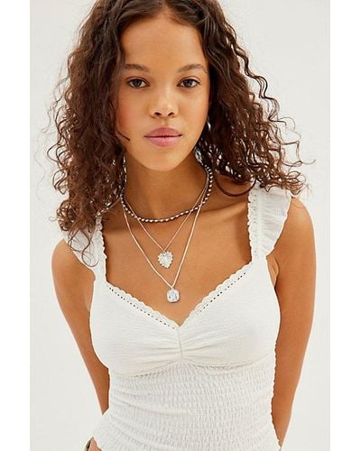 Urban Outfitters Uo Sydney Smocked Tank Top - White