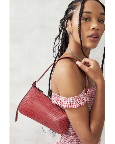 Urban Outfitters Uo Hailey Faux Croc Shoulder Bag - Red