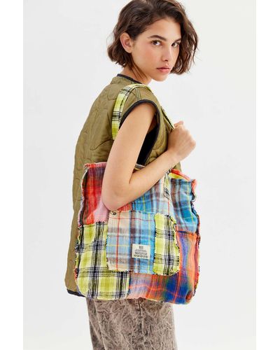 BDG Flannel Patchwork Tote Bag - White