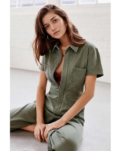 Urban Outfitters Uo Canvas Flight Jumpsuit - Green