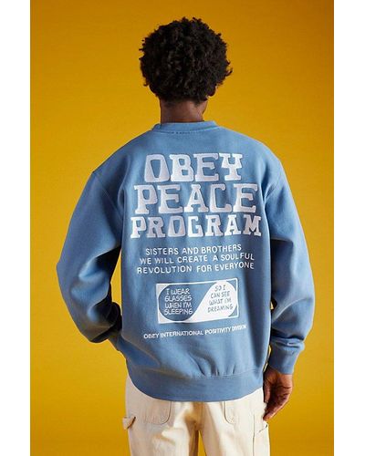 Obey Peace Program Crew Neck Sweatshirt - Blue