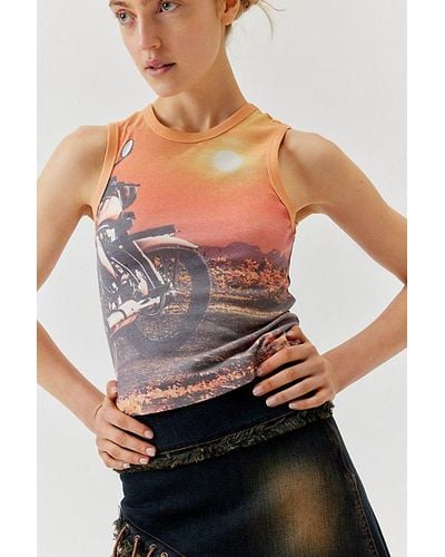 Urban Outfitters Motobike Photo-Real Tank Top - Gray