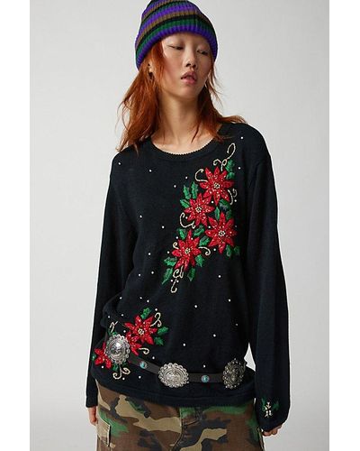 Urban Renewal Vintage Holiday Pullover Crew Neck Sweater - Black